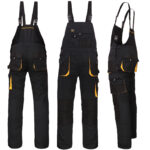Pantaloni de lucru cu bretele FORCE BLACK GELB