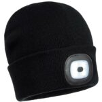 Căciulă de iarnă cu lanternă LED SHINE BLACK